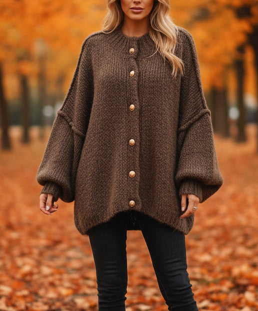 Längerer Oversize Cardigan - schoko braun