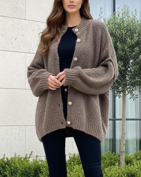 Längerer Oversize Cardigan - Taupe
