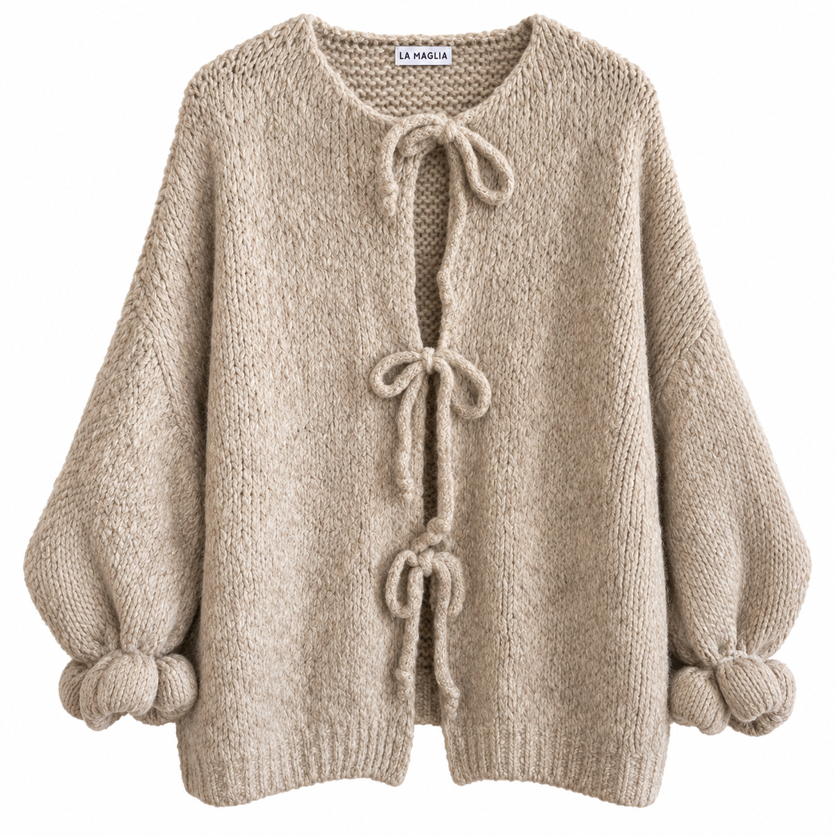 Kuscheliger Bow Cardigan – Strickjacke mit Schleifen