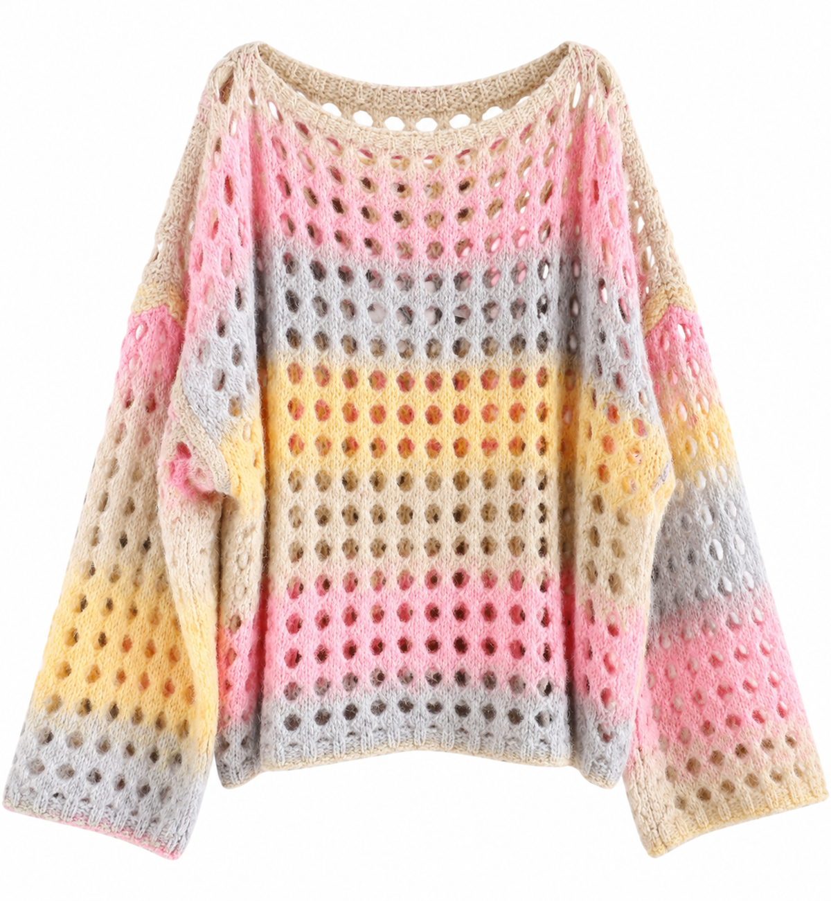 Kuscheliger Lochstrick-Pullover mit Farbverlauf