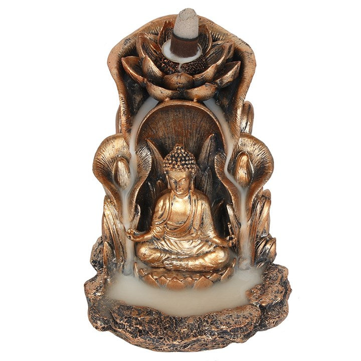 Buddha Flow – Backflow Räucherkegelhalter in Bronze-Optik