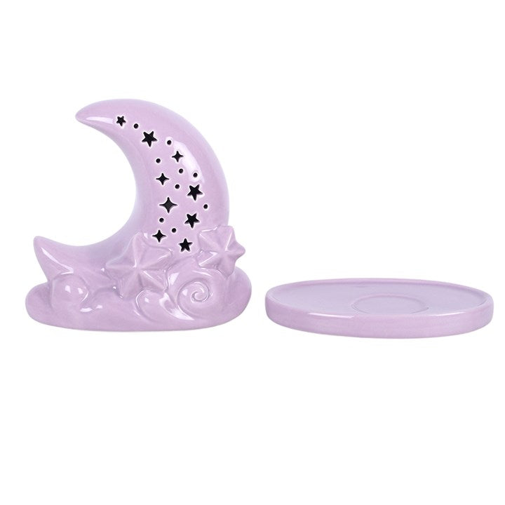 Pastel Moon – Flieder Räucherkegelhalter im Halbmond Design