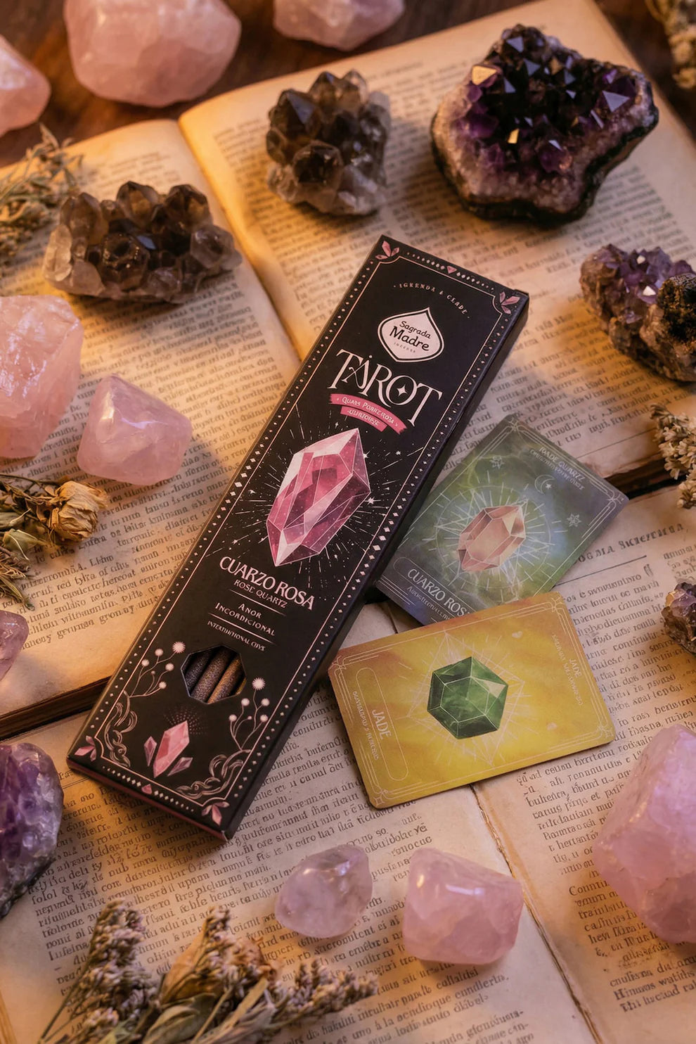 Sagrada Madre Tarot Gems Räucherstäbchen – Rosenquarz | Wildrosen | Liebe & Emotionen