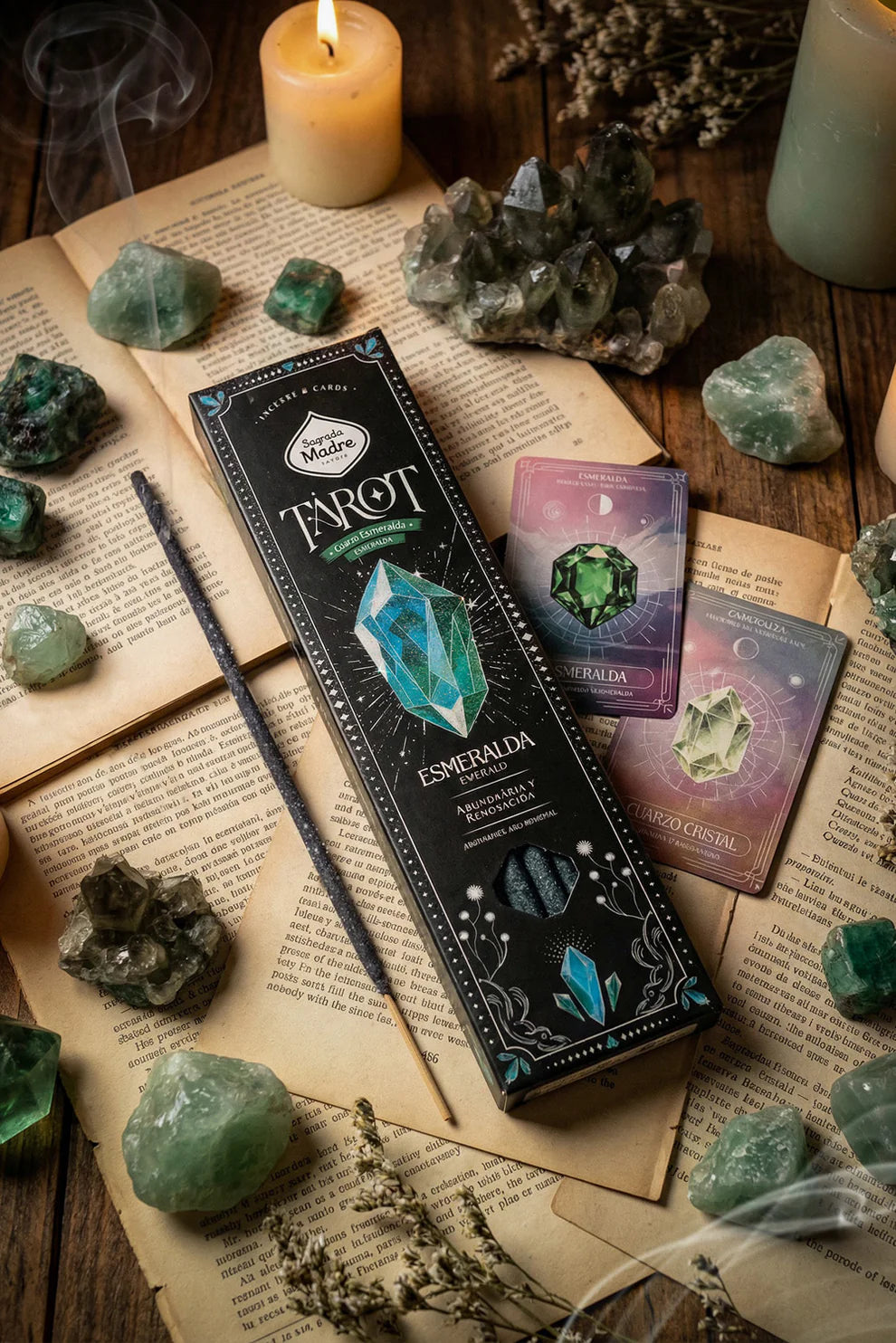 Sagrada Madre Tarot Gems Räucherstäbchen – Smaragd | Zitrone & Lavendel | Fülle & Erneuerung