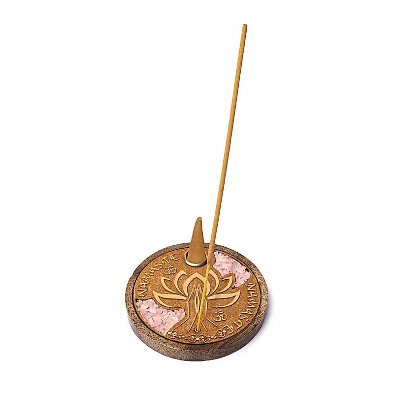 Räucherstäbchen- und Kegelhalter mit Rosenquarz
