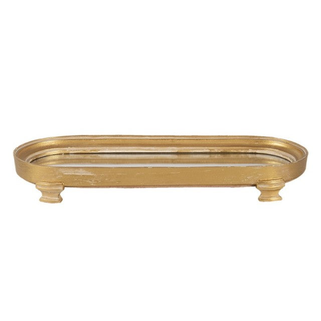 Ovales Spiegeltablett in Gold – Elegantes Dekotablett für Schmuck & Wohnaccessoires