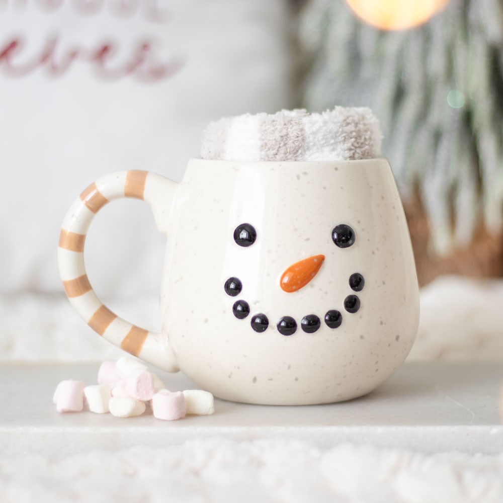 Schneemann Tasse und Kuschelsocken-Set