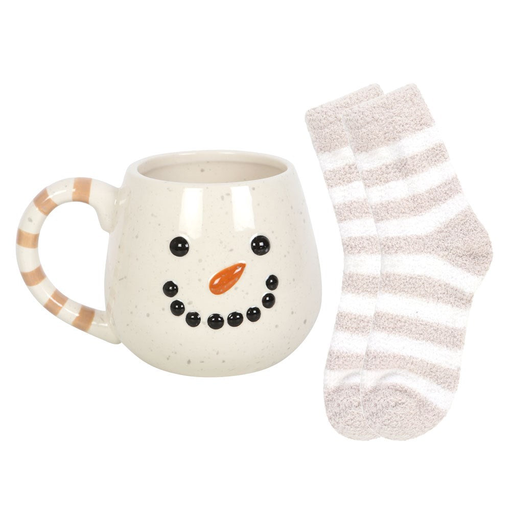 Schneemann Tasse und Kuschelsocken-Set