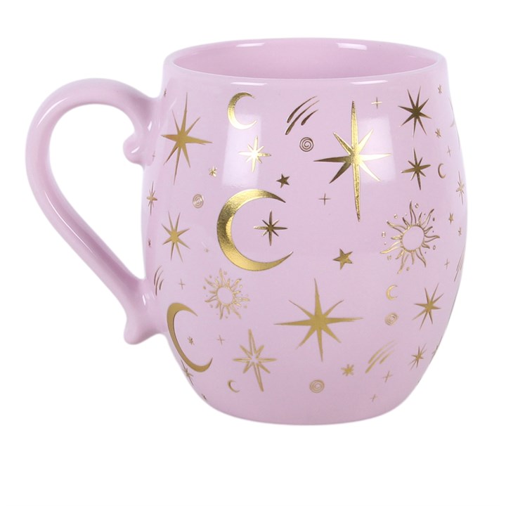 Pastel Skies – Flieder Celestial Tasse mit goldenem Sternenhimmel