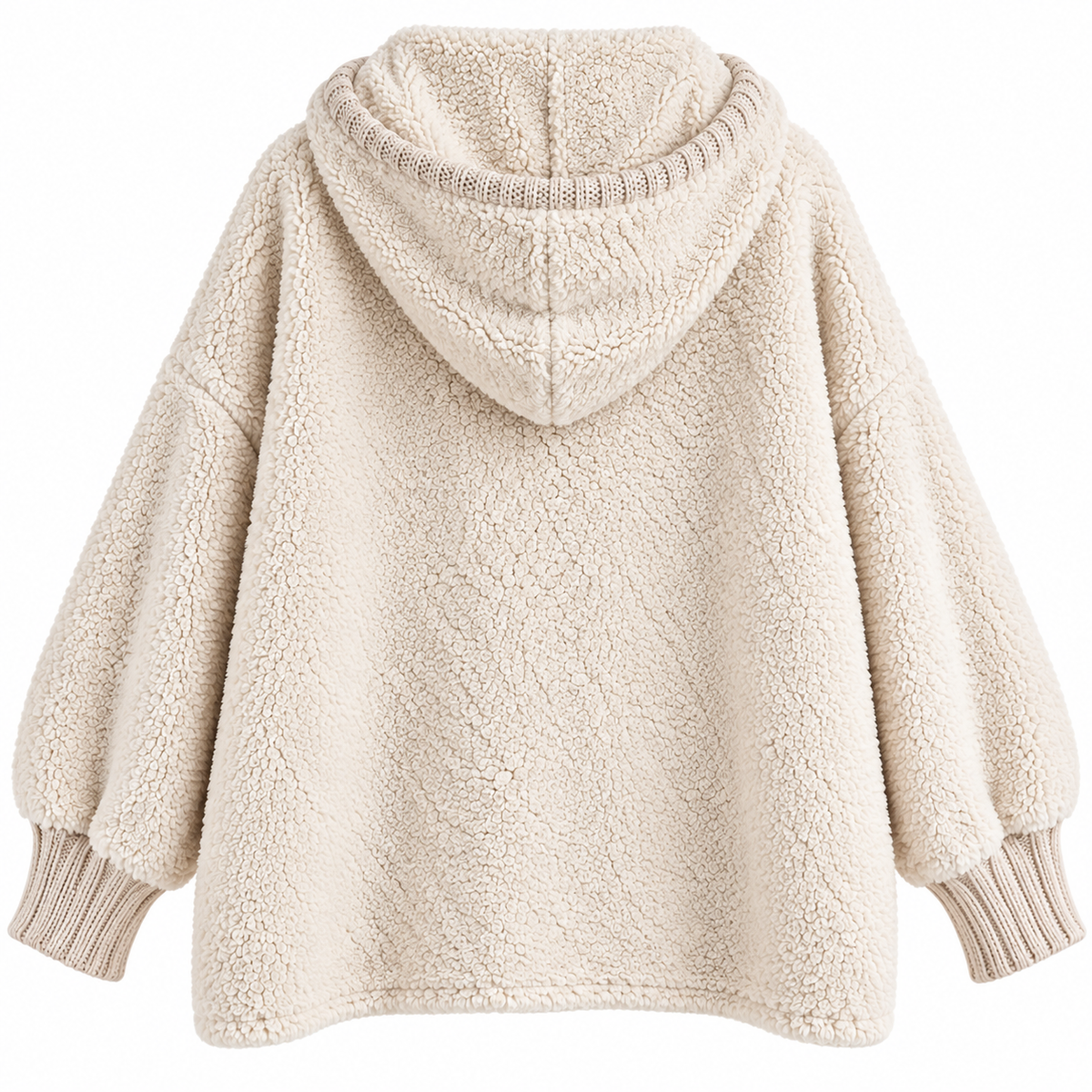Teddy Zipper Hoodie – Creme