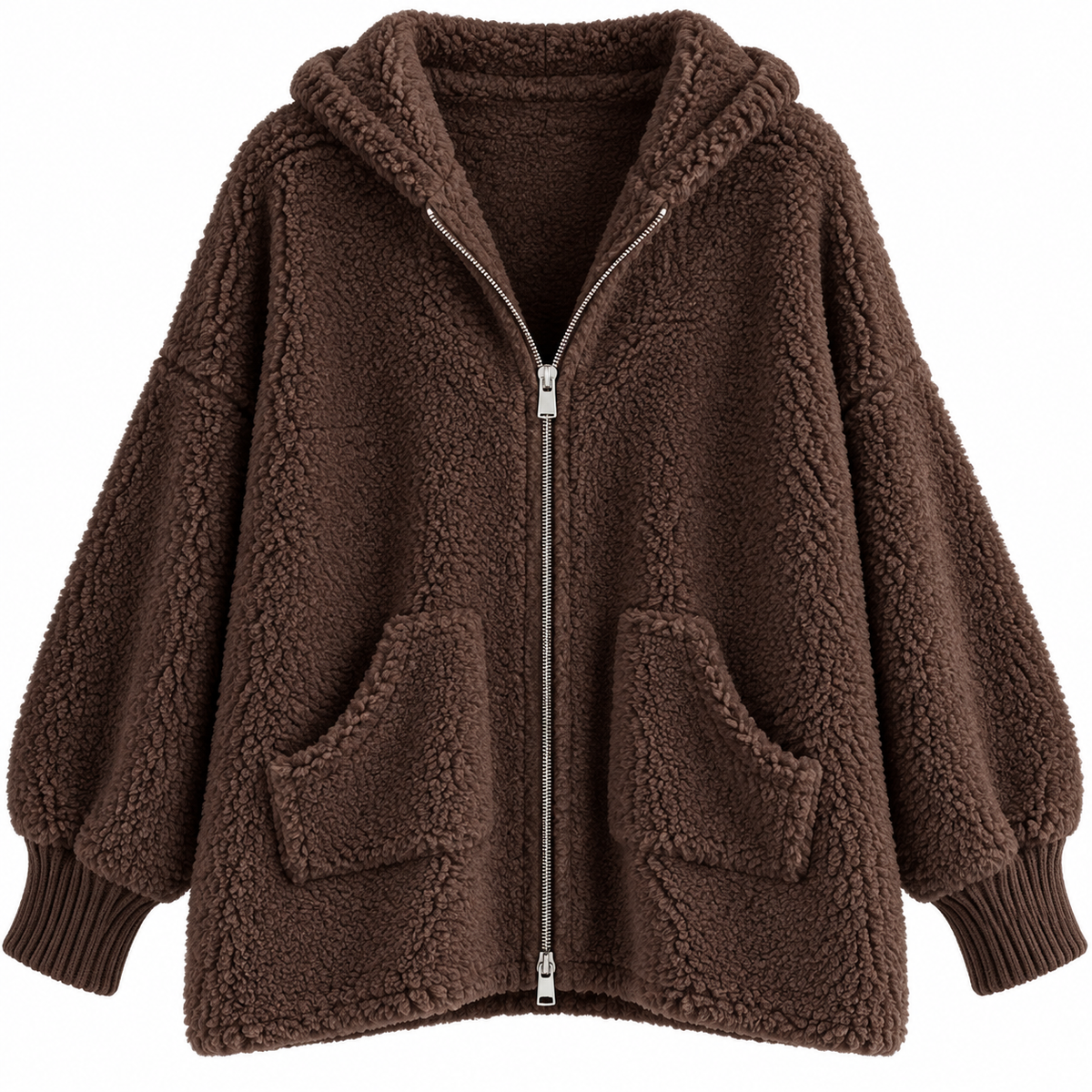 Teddy Zipper Hoodie – Schoko