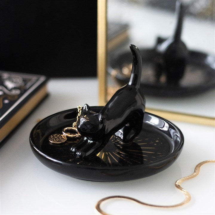 Black Cat Deko-Teller – Ablage für Schmuck mit Katzen Design