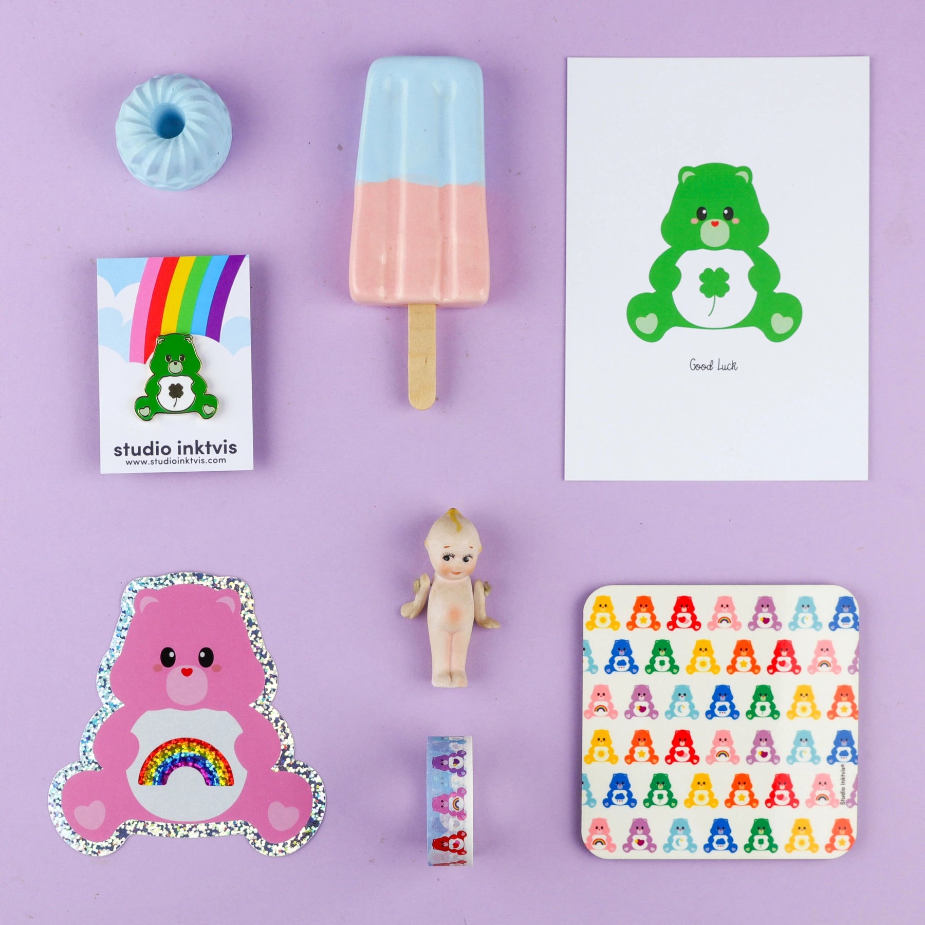 Glücksbär Holo Regenbogen - Sticker