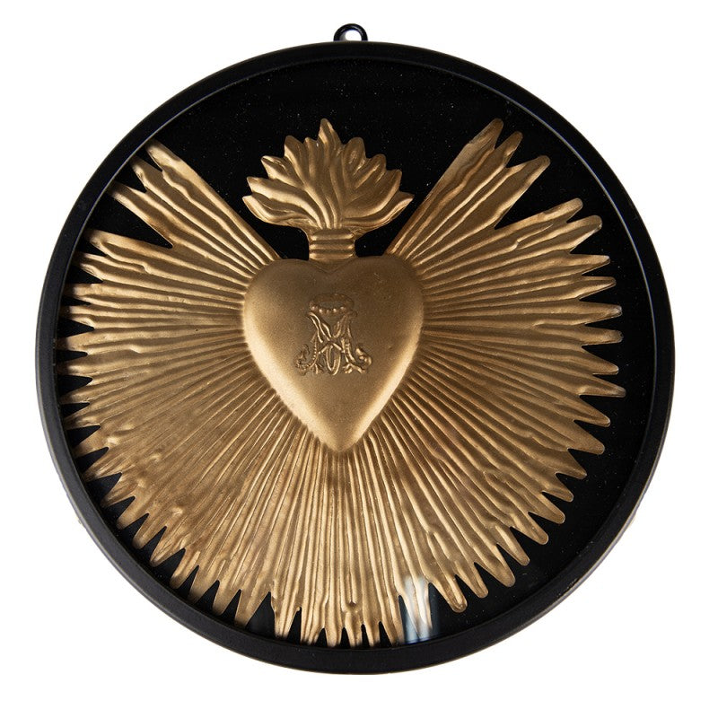 Wanddekoration Heiliges Herz – Barocke Wandkunst in Schwarz & Gold