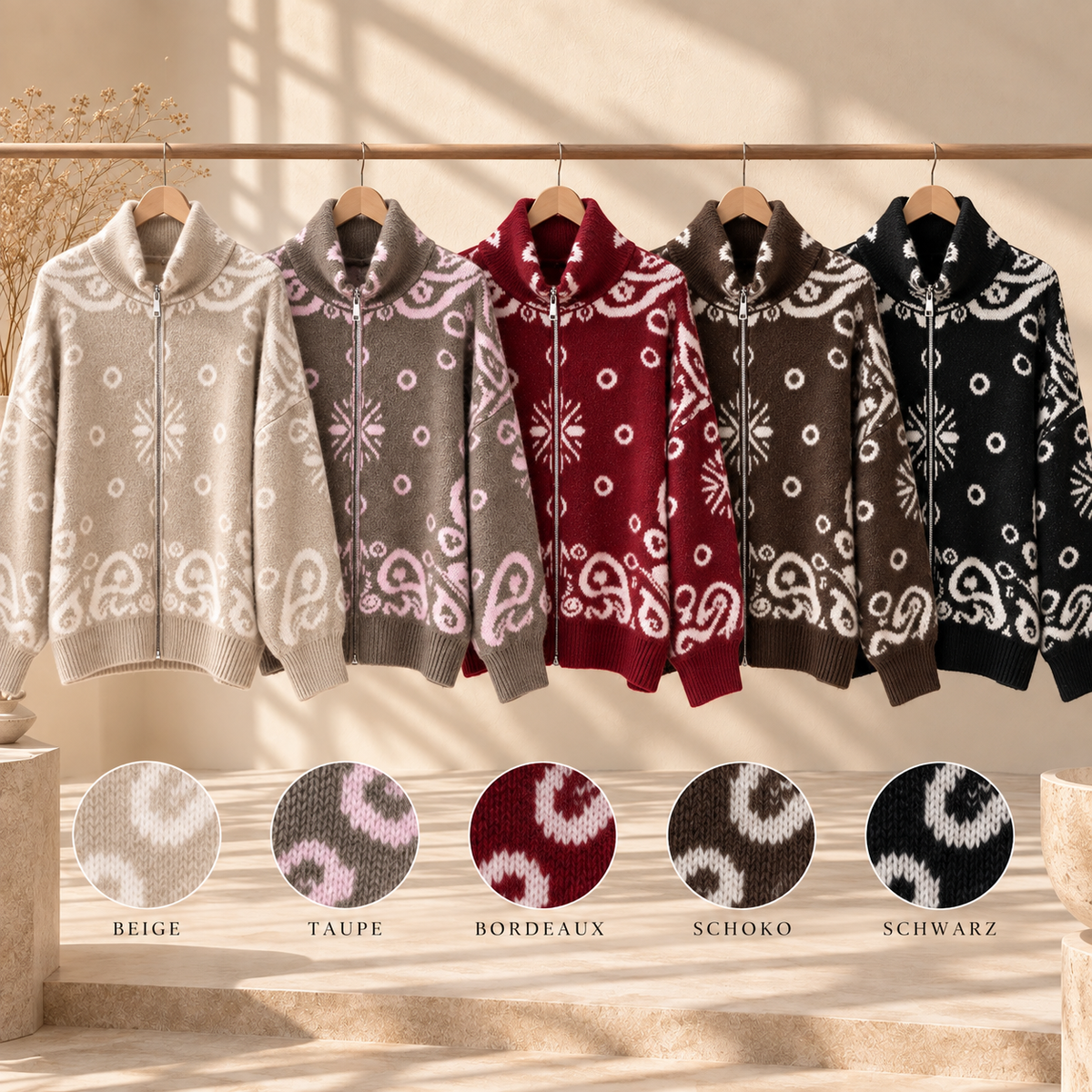 Paisley Zipper Cardigan