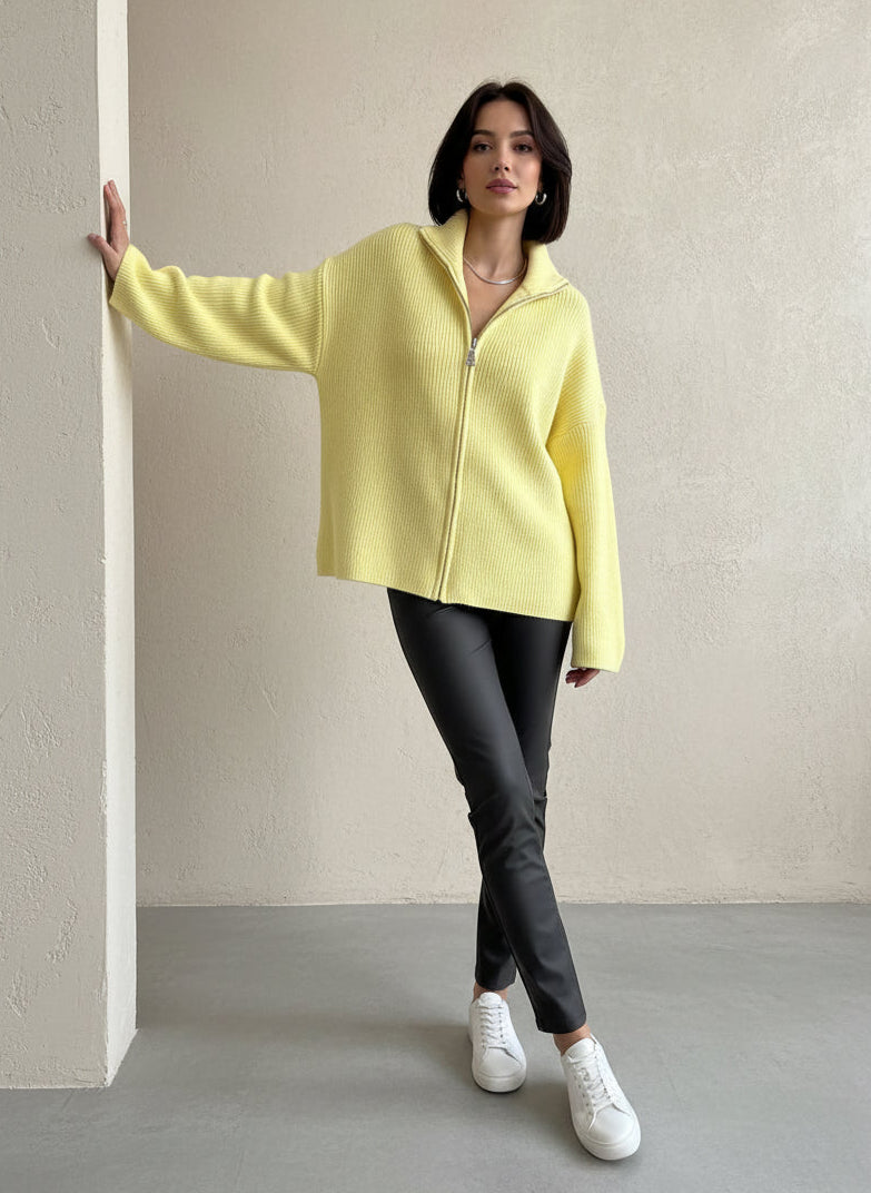 Butteryellow Zipper Strickjacke