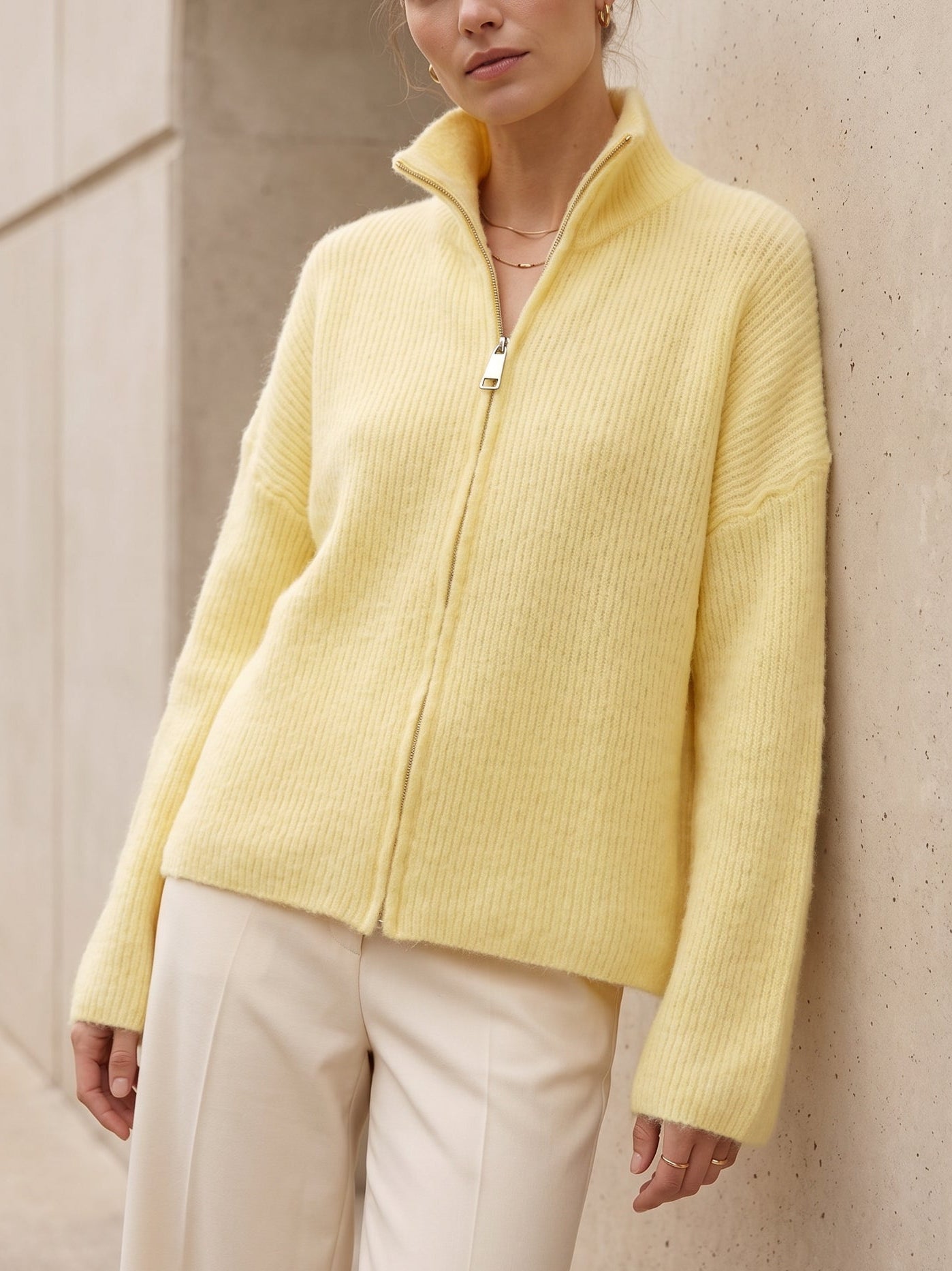 Butteryellow Zipper Strickjacke