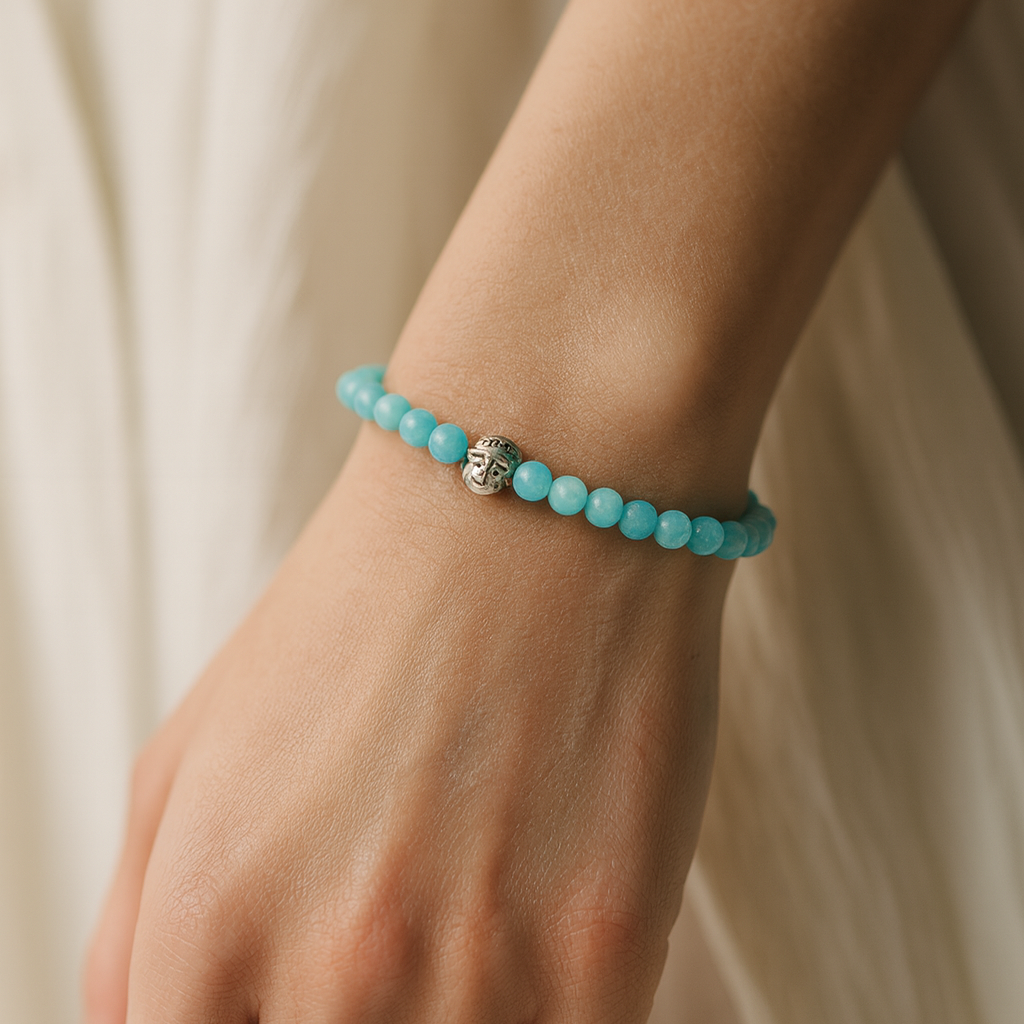 Amazonit Armband mit Buddha Kopf