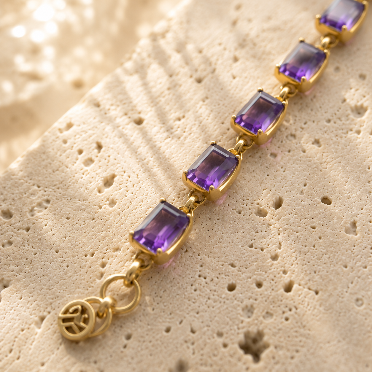Vergoldetes Amethyst Armband aus 925 Sterling Silber