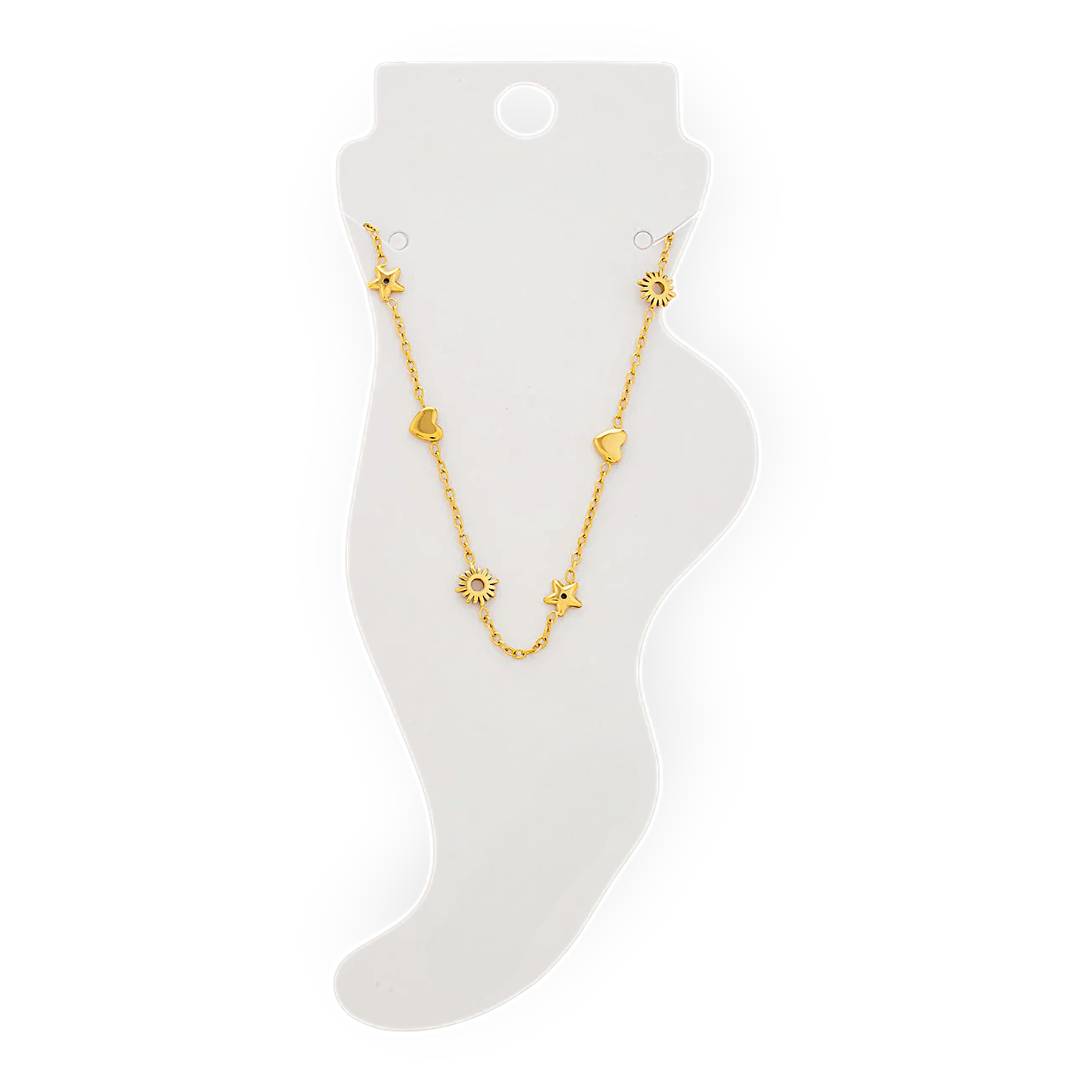 Fußkette mit Sonne, Herz und Stern Motiven