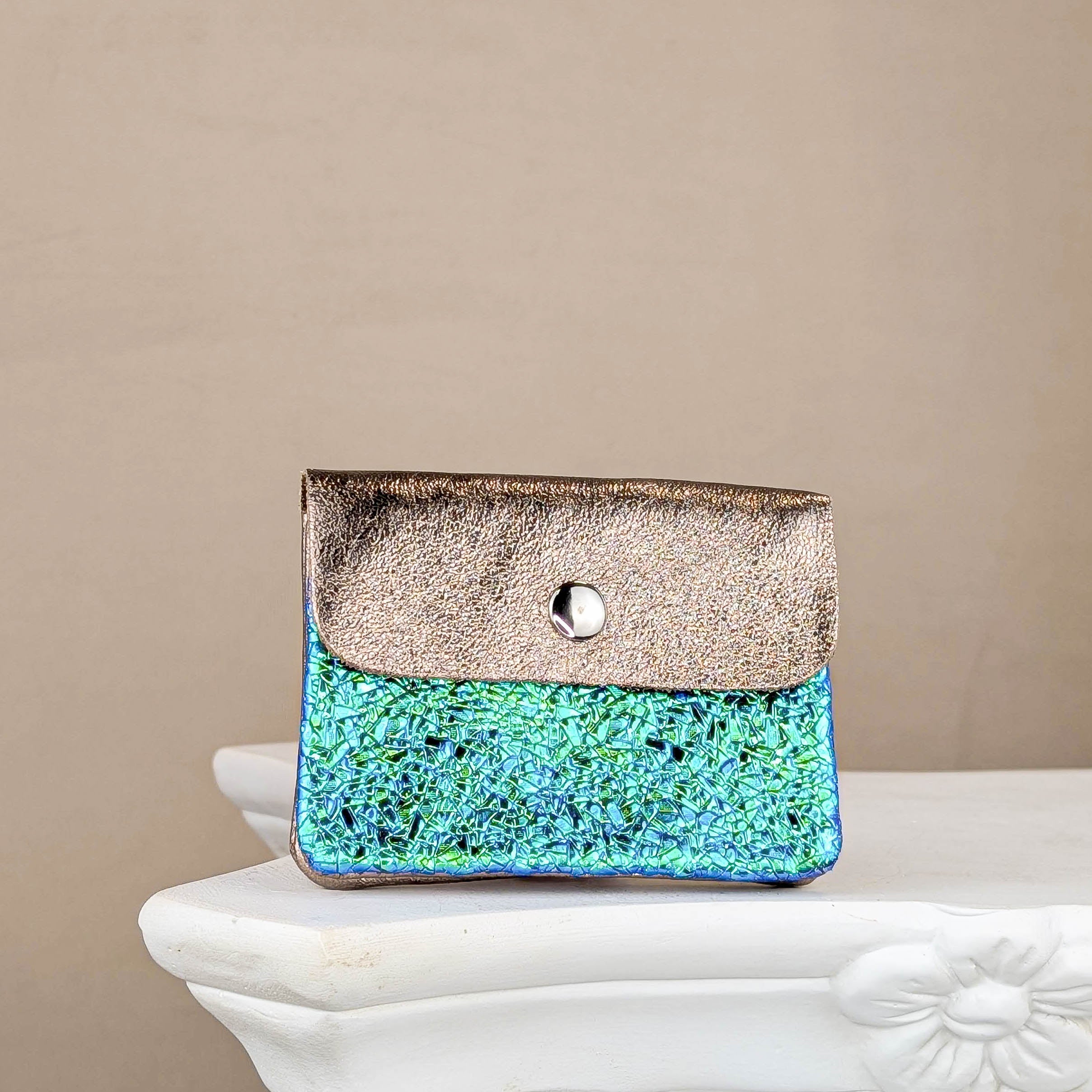Leder Geldbeutel S - Türkis Metallic