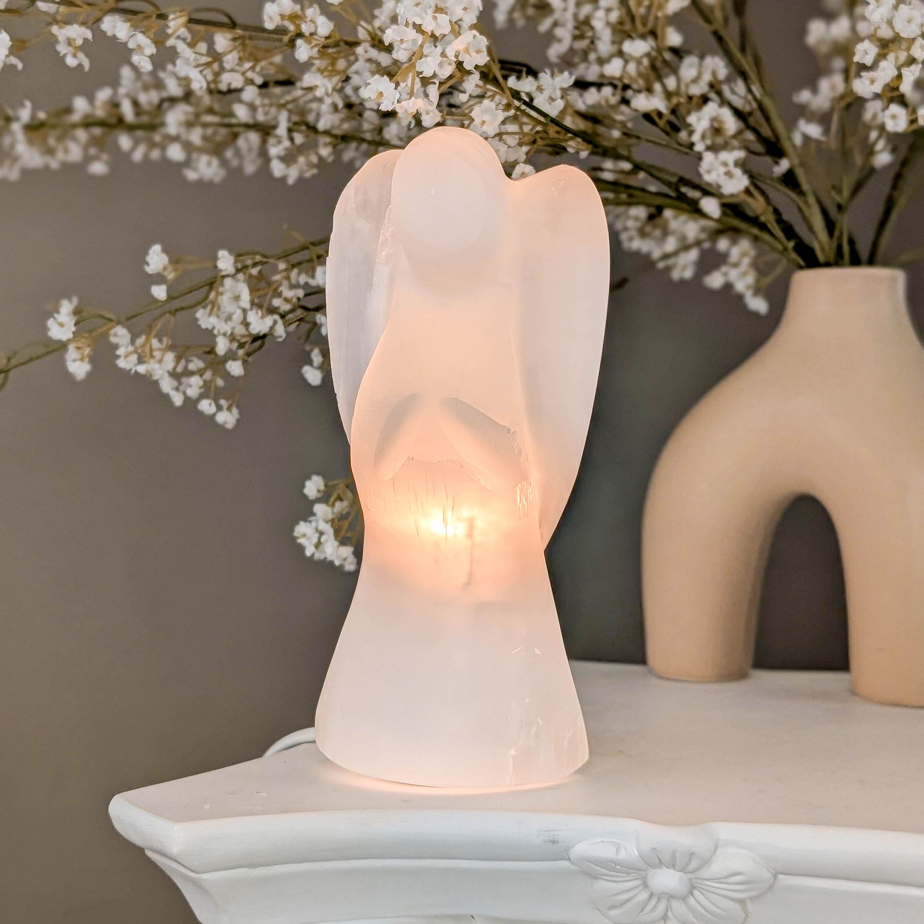 Selenit Engel Lampe