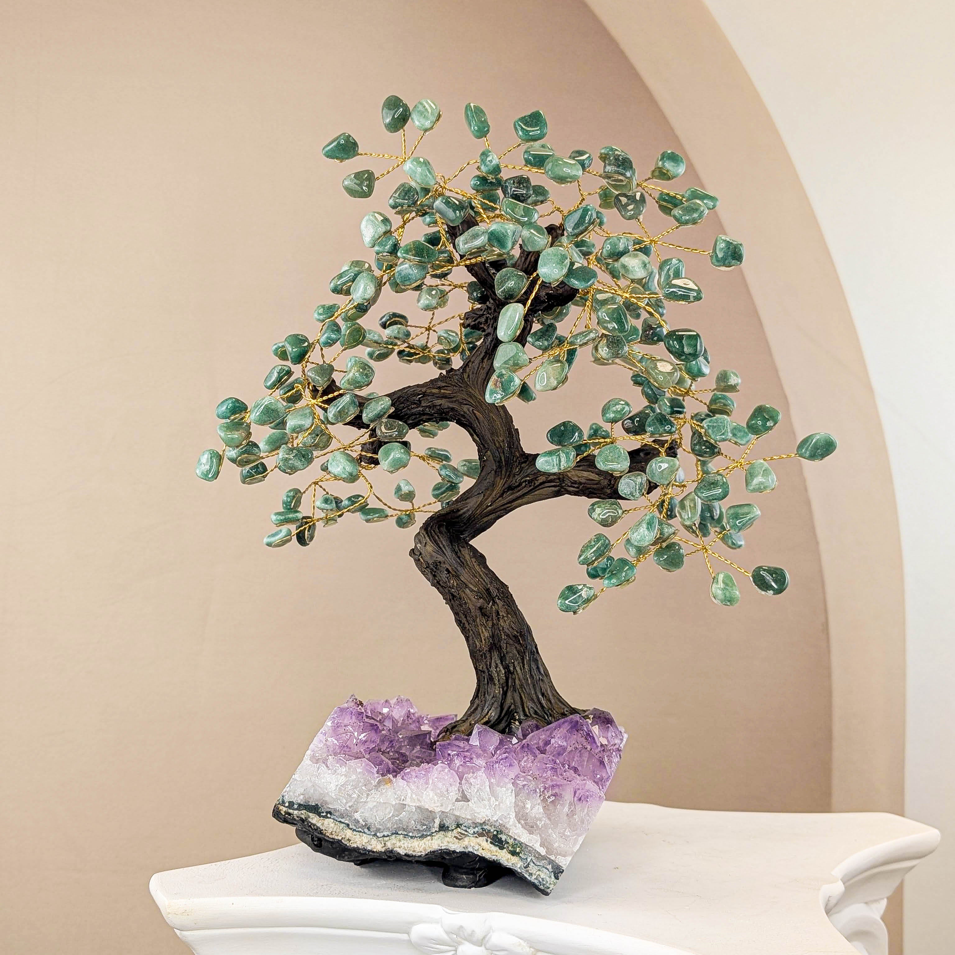 Edelsteinbaum aus Aventurin und Amethyst