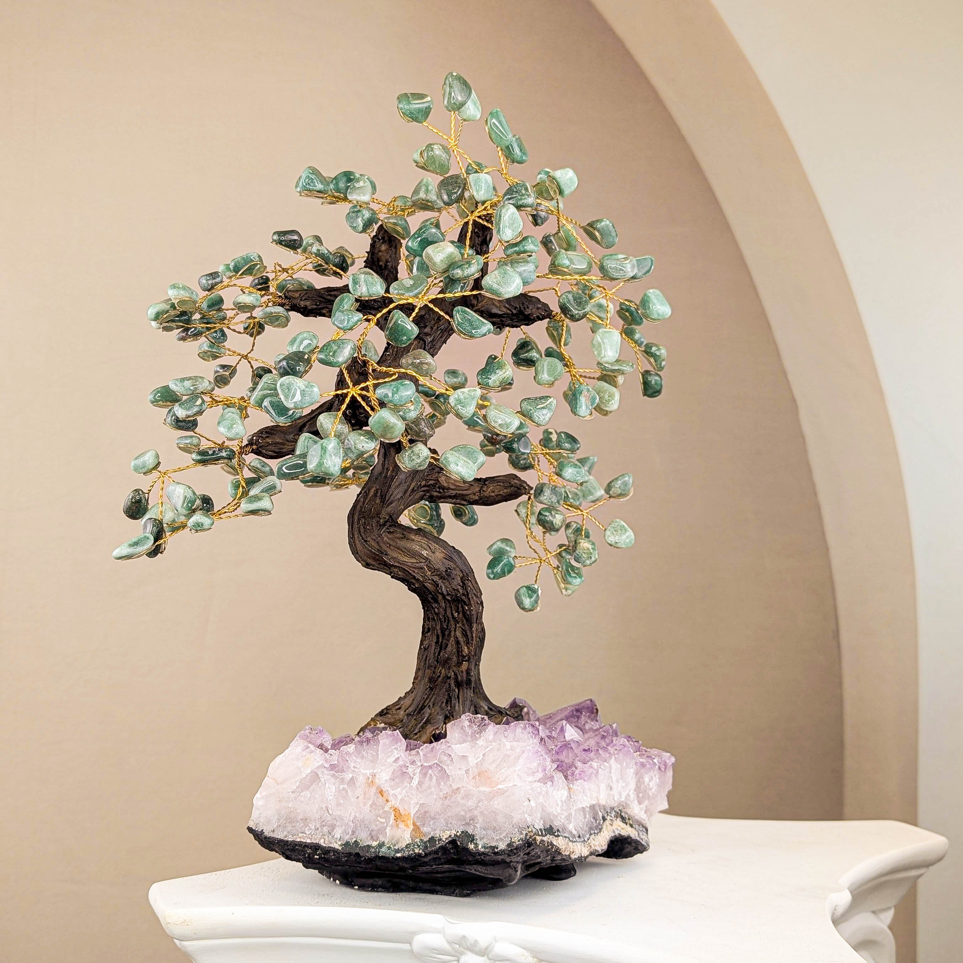 Edelsteinbaum aus Aventurin und Amethyst