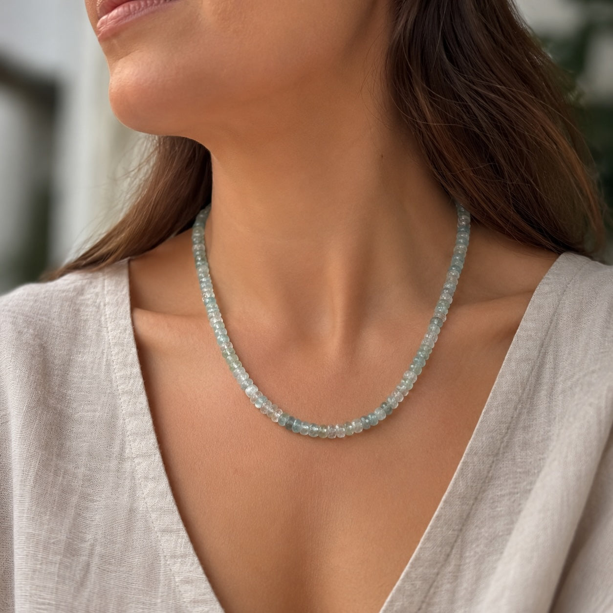 Aquamarin Edelsteinkette – facettiert