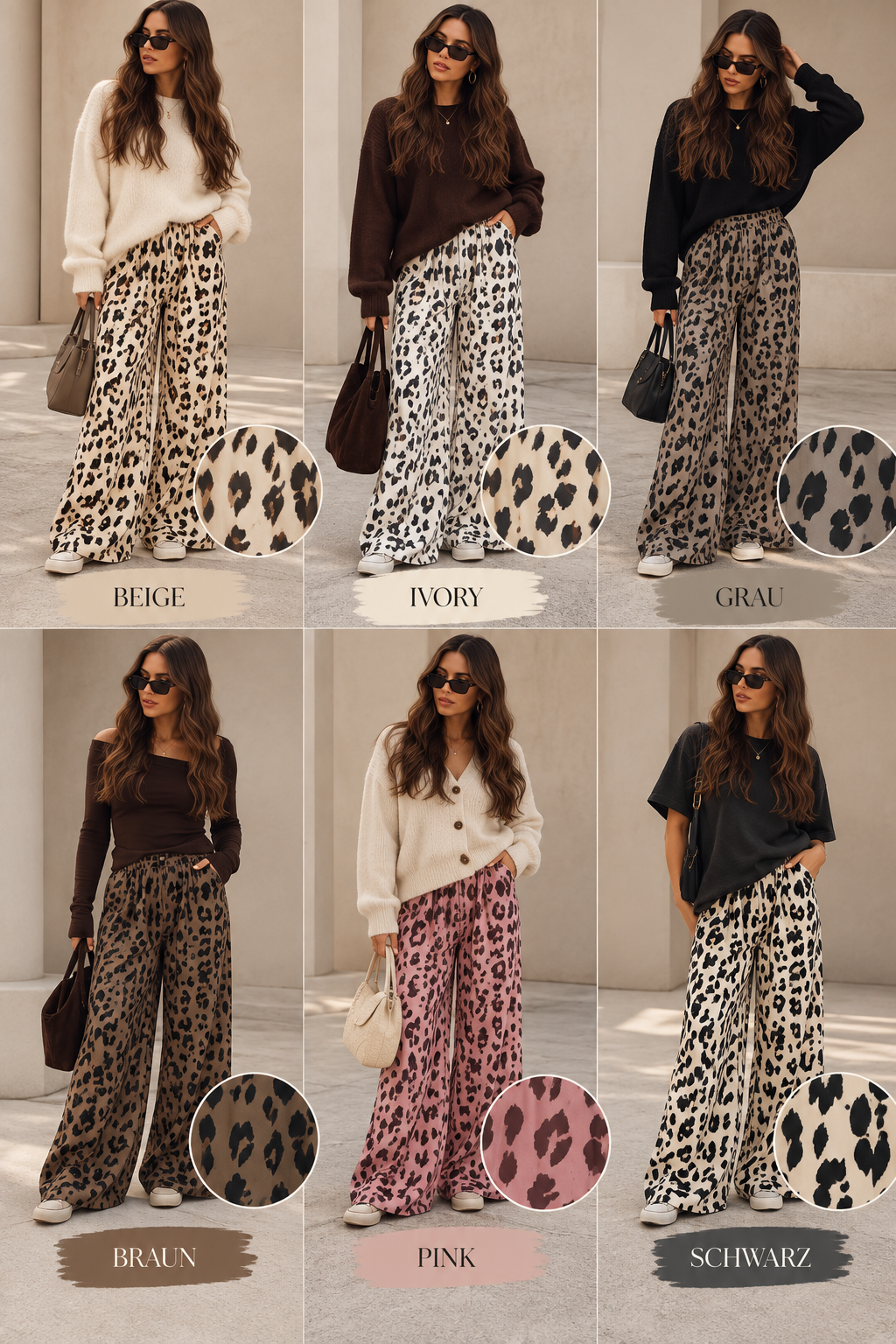 Flowy Bambi Hose – Luftige Wide Leg Hose mit Animal Print | Gr. 34–46