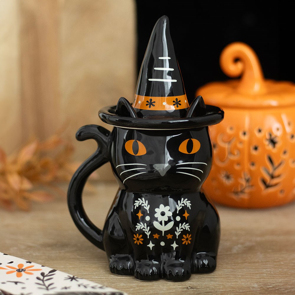 Frightful Folk – Becher mit Deckel „Schwarze Katze“