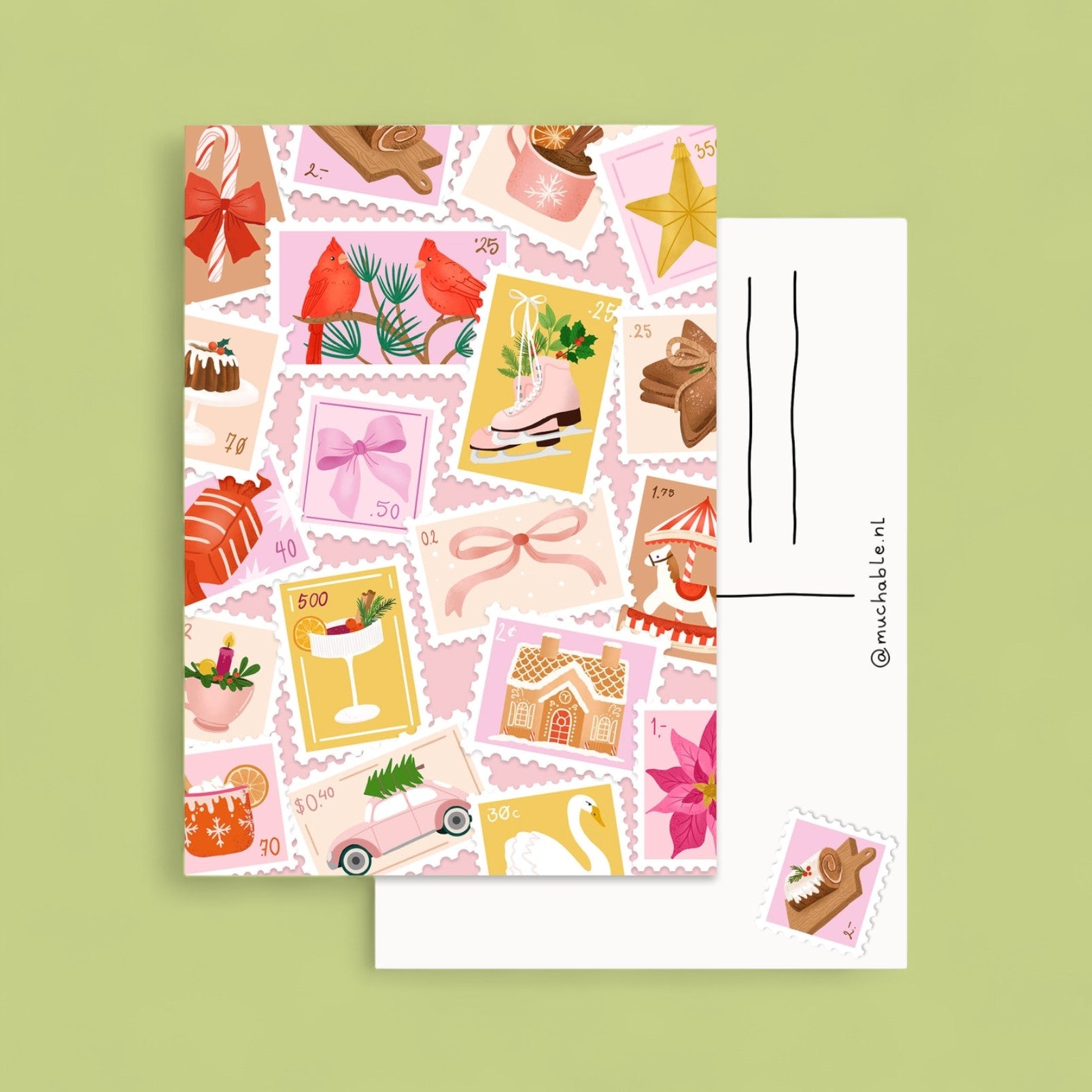 Postkarte - Weihnachtliche Briefmarken
