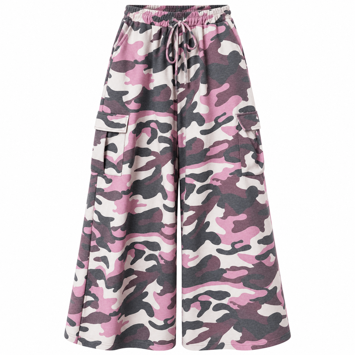 Cargo Hose Camouflage Pink-Bordeaux – Wide Leg