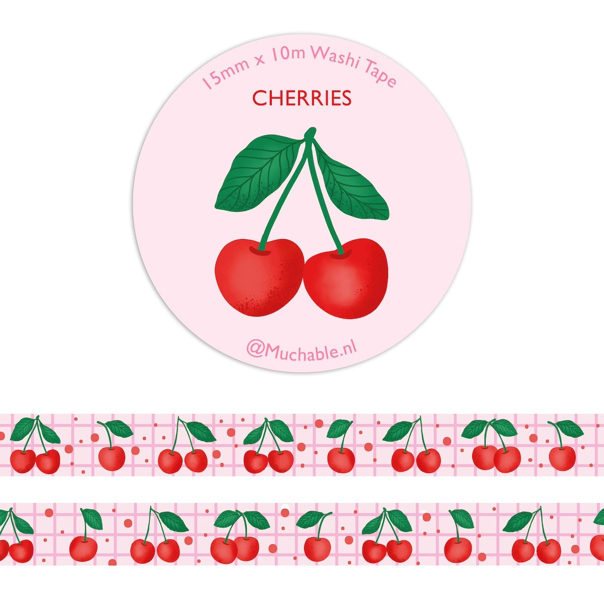 Washi-Tape „Cute Cherries“ – Kirsch-Illustration – 10m Papiertape