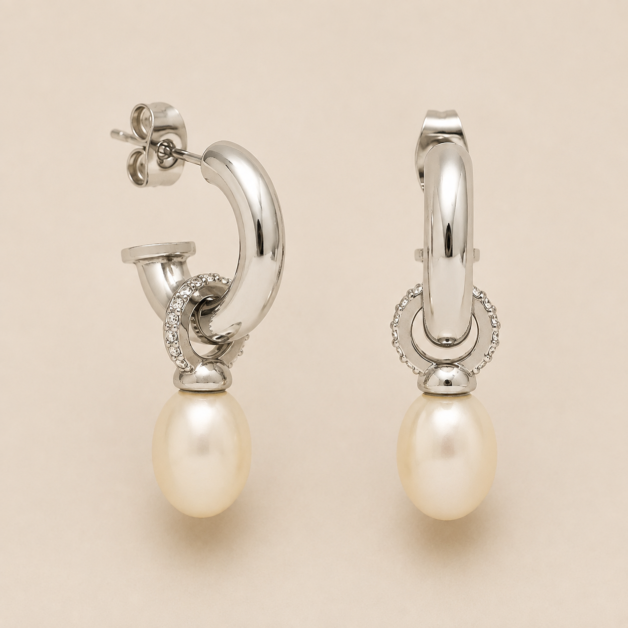 Chunky Pearl Hoops