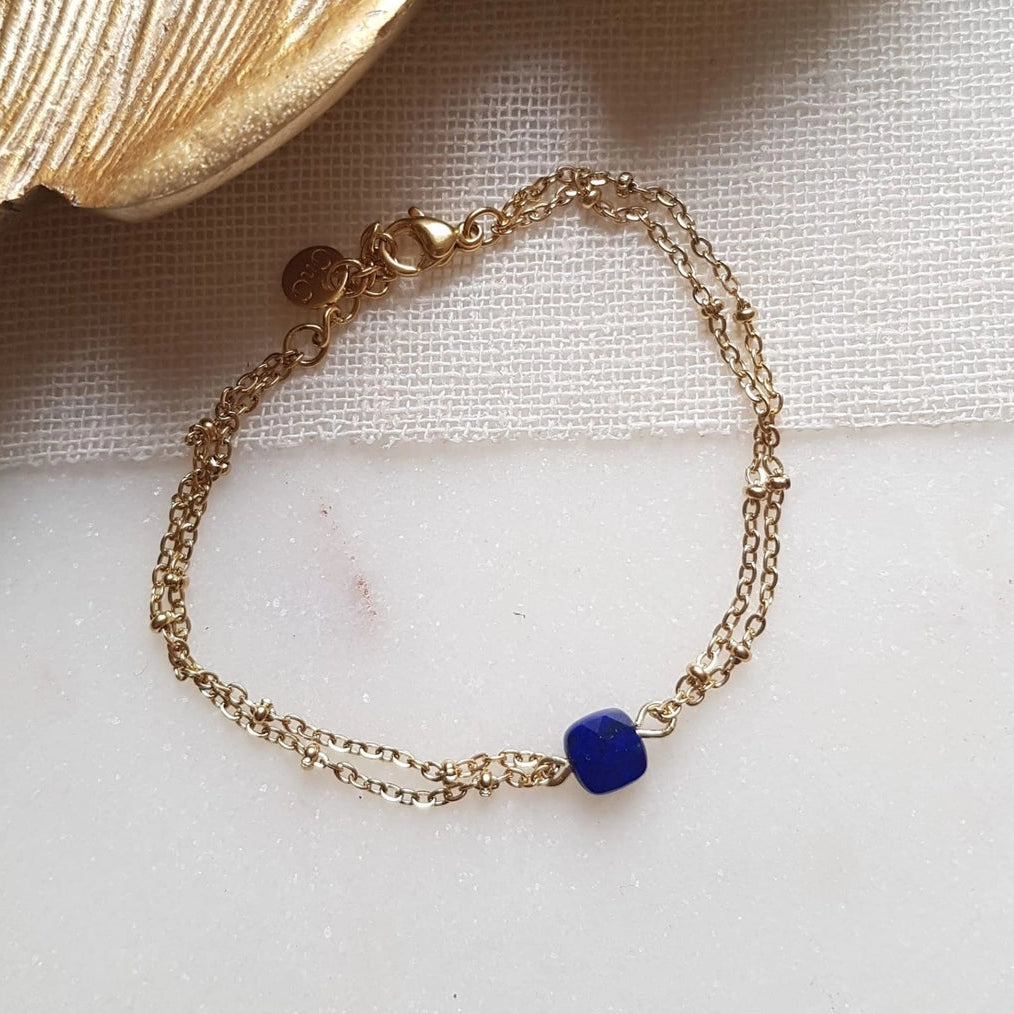 Armband aus Edelstahl mit Lapislazuli Edelstein