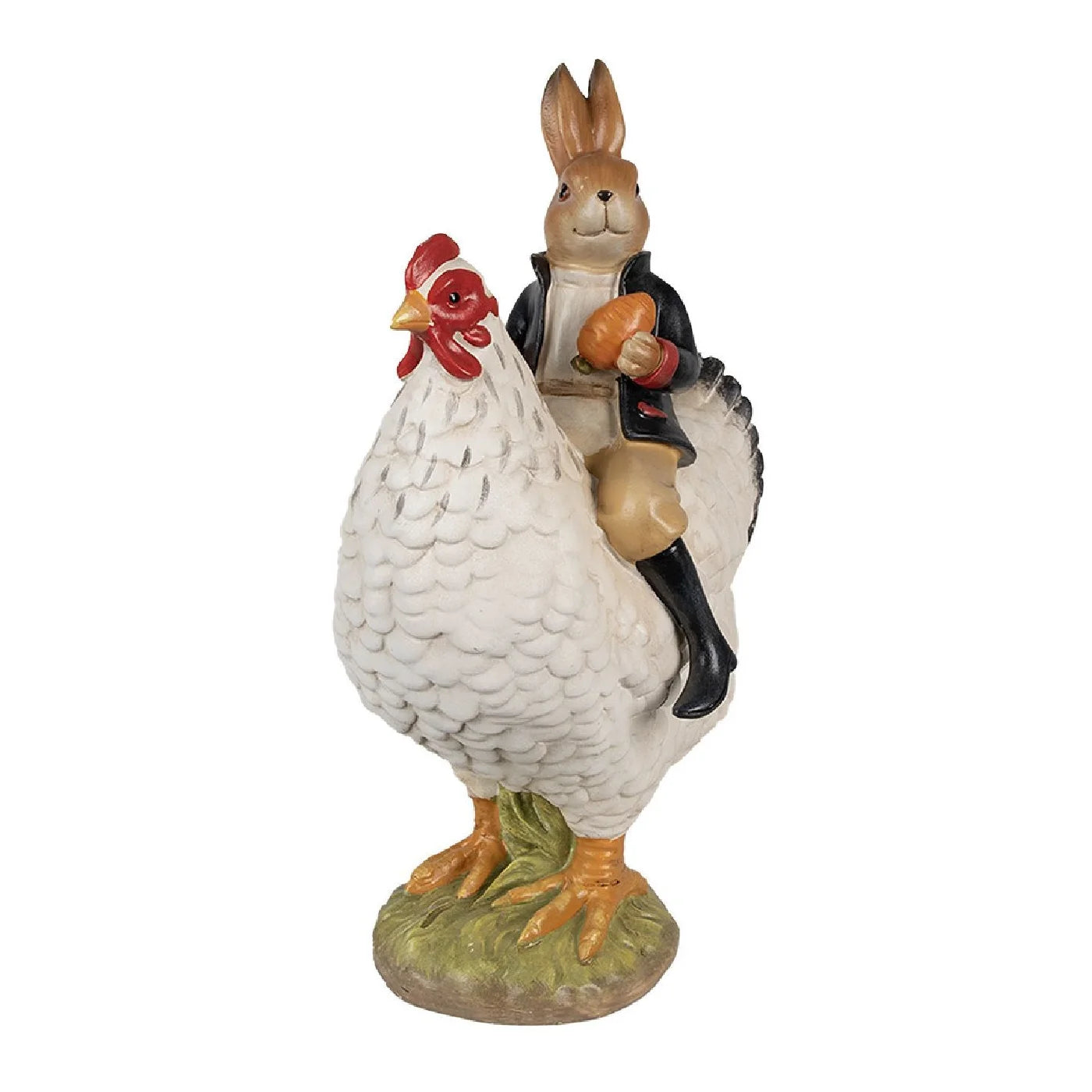 Clayre & Eef Dekofigur Huhn mit Kaninchen 35 cm