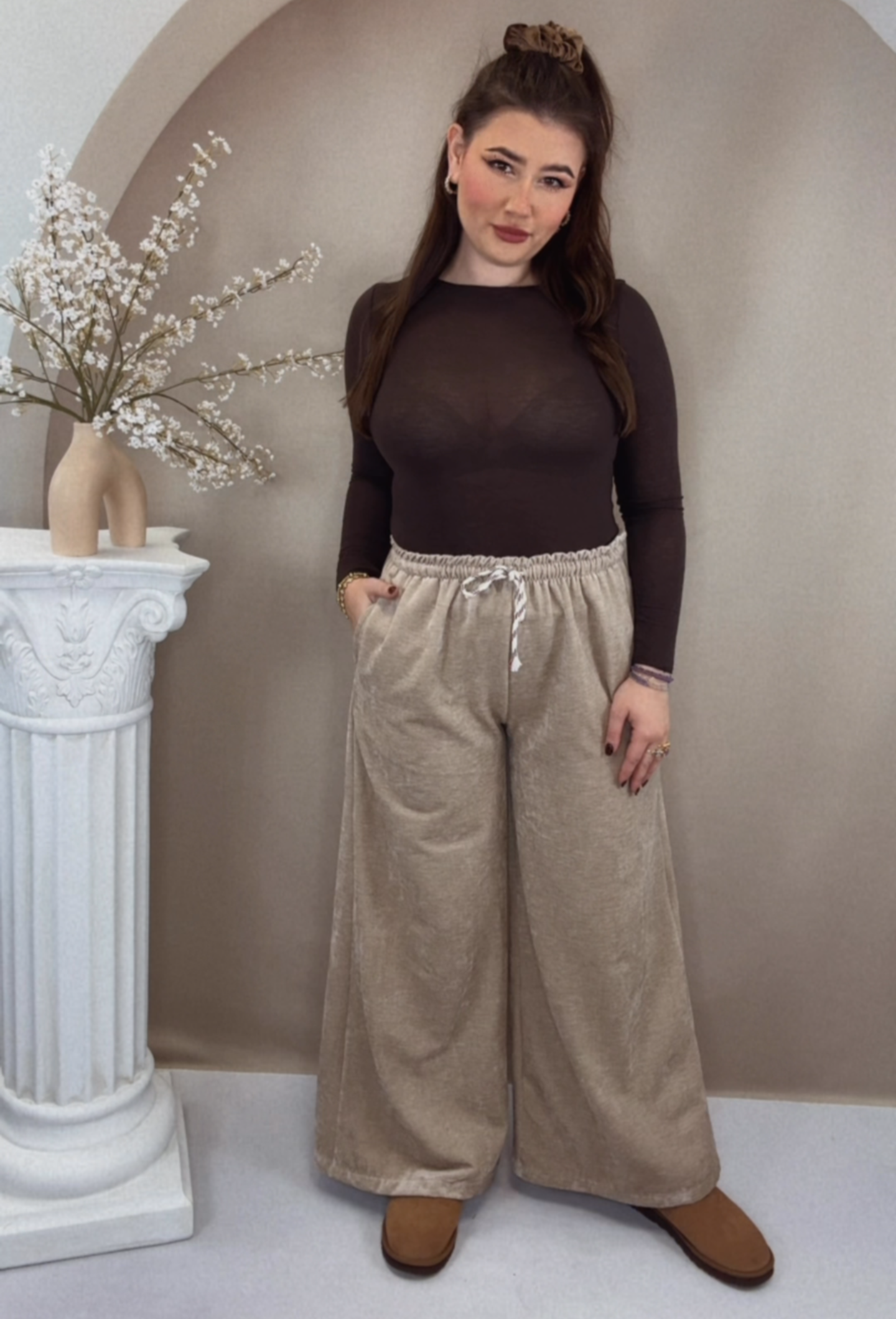 Super Cozy Samt Hose - Beige