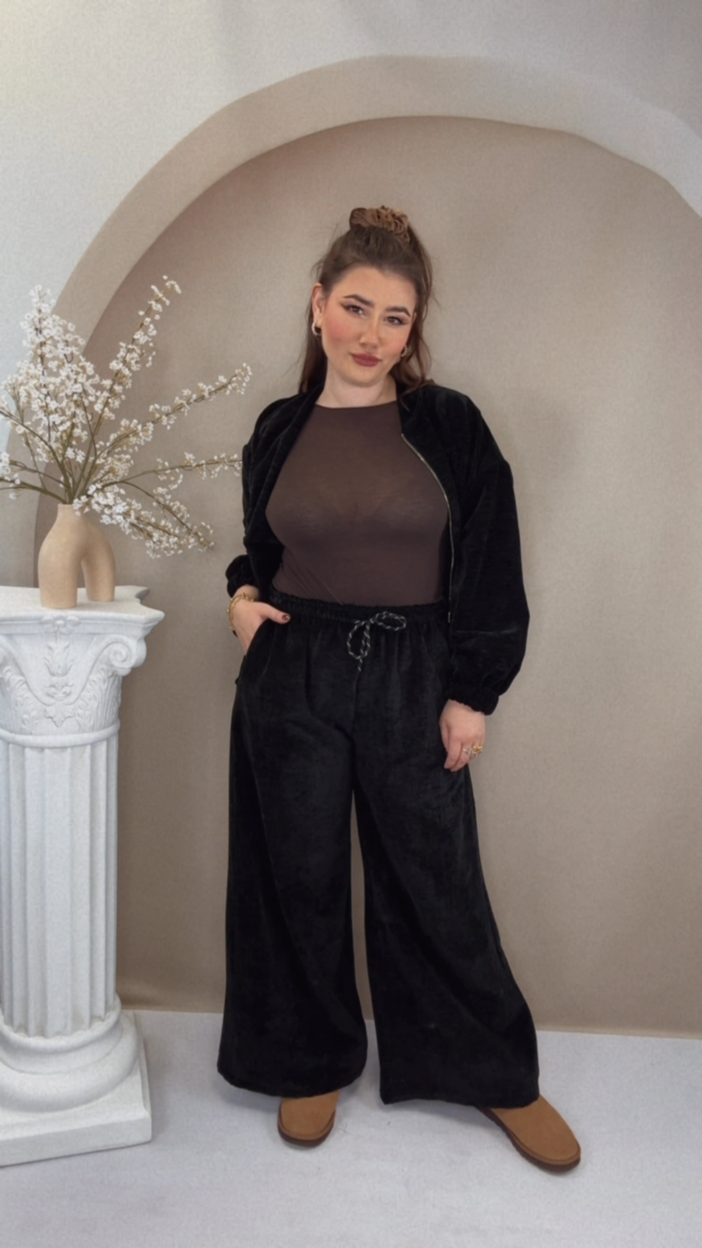 Super Cozy Samt Set - Schwarz