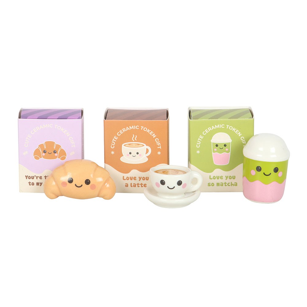 Kawaii Kafe Token Geschenk – Latte, Matcha oder Croissant