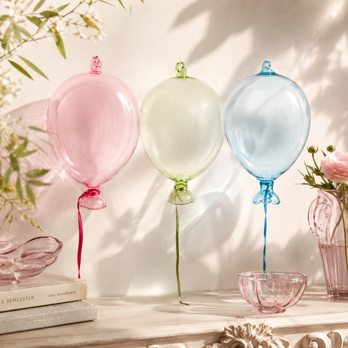 Glasballon in Pastellfarben