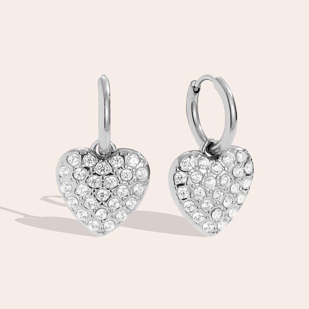 Diamond Heart Ohrringe aus Edelstahl – 2,2 cm Herz-Ohrringe