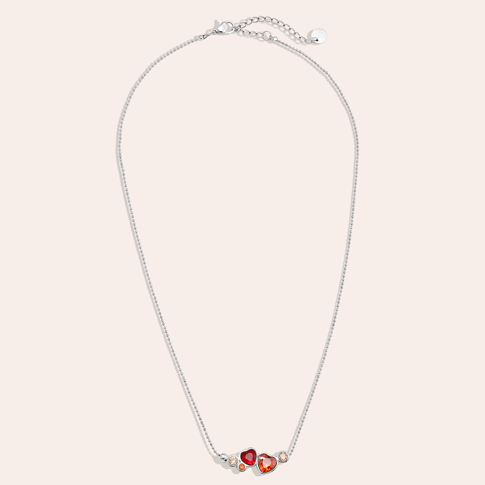 Diamond Red Heart Halskette aus Edelstahl – 40 cm Herz-Statement