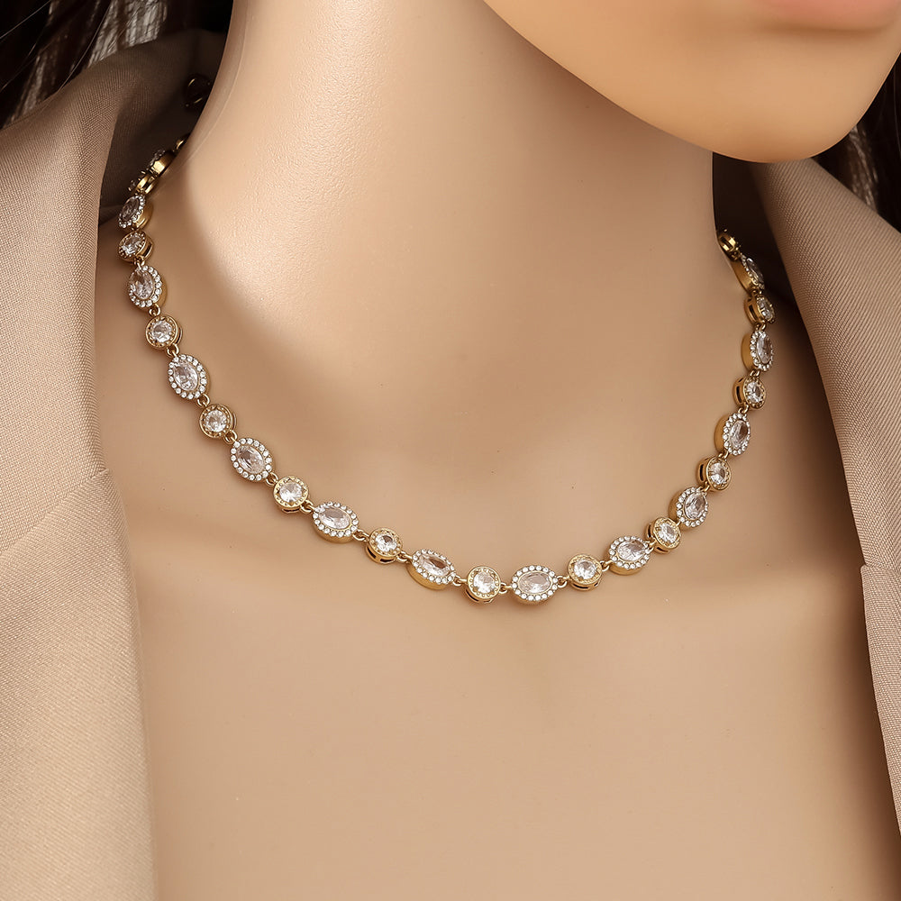 Dots & Oval Diamond Tennis Kette