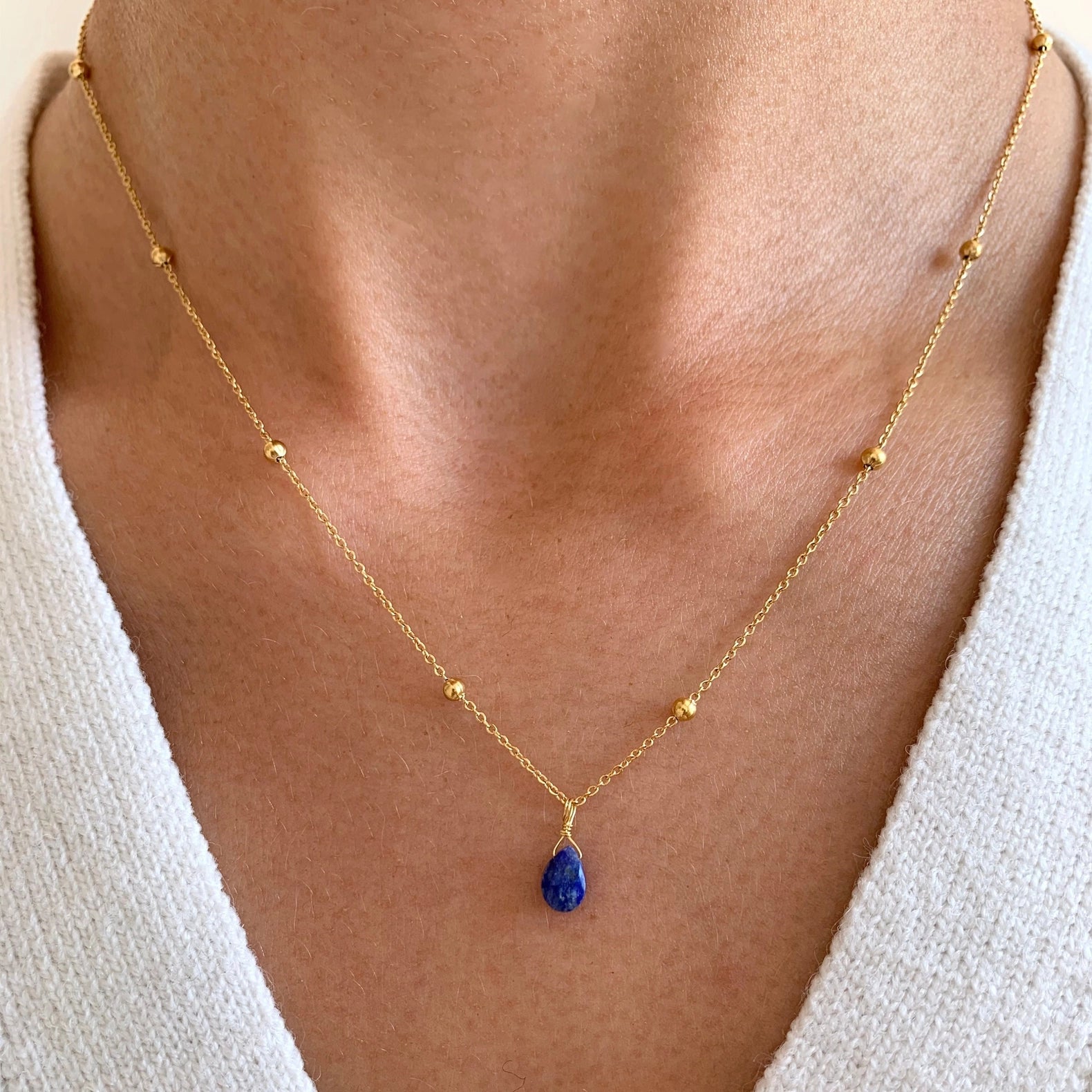 Lapislazuli Drop Kette