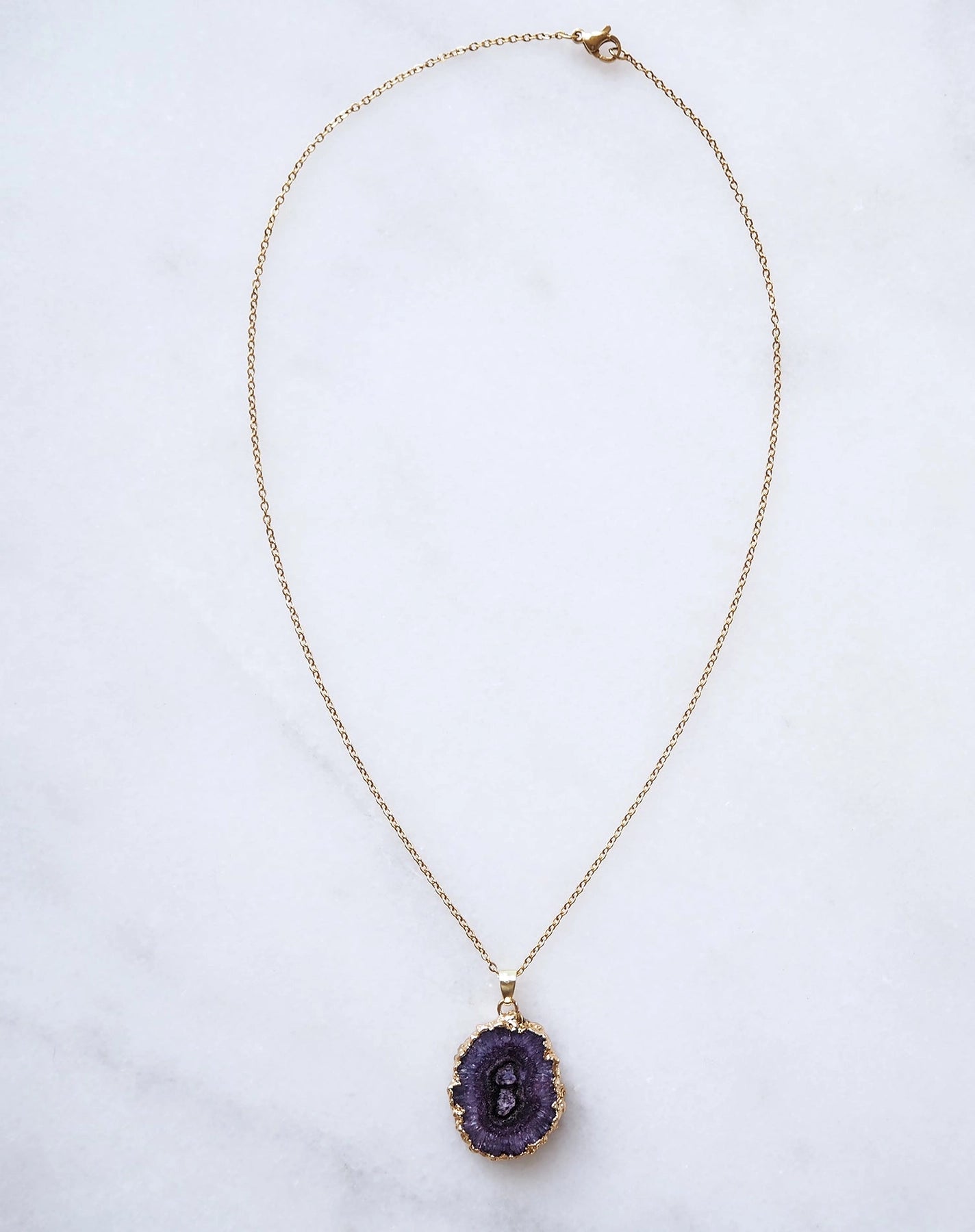 Druzy Achat Kette - Lila