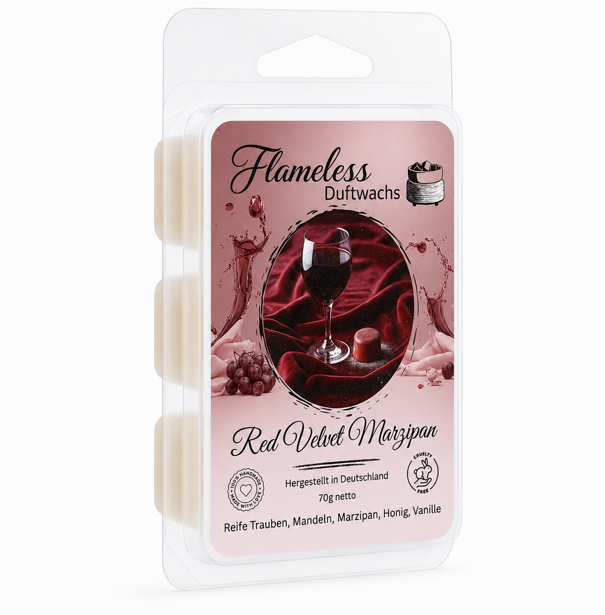 FLAMELESS Soja-Duftwachs RED VELVET MARZIPAN 70 g