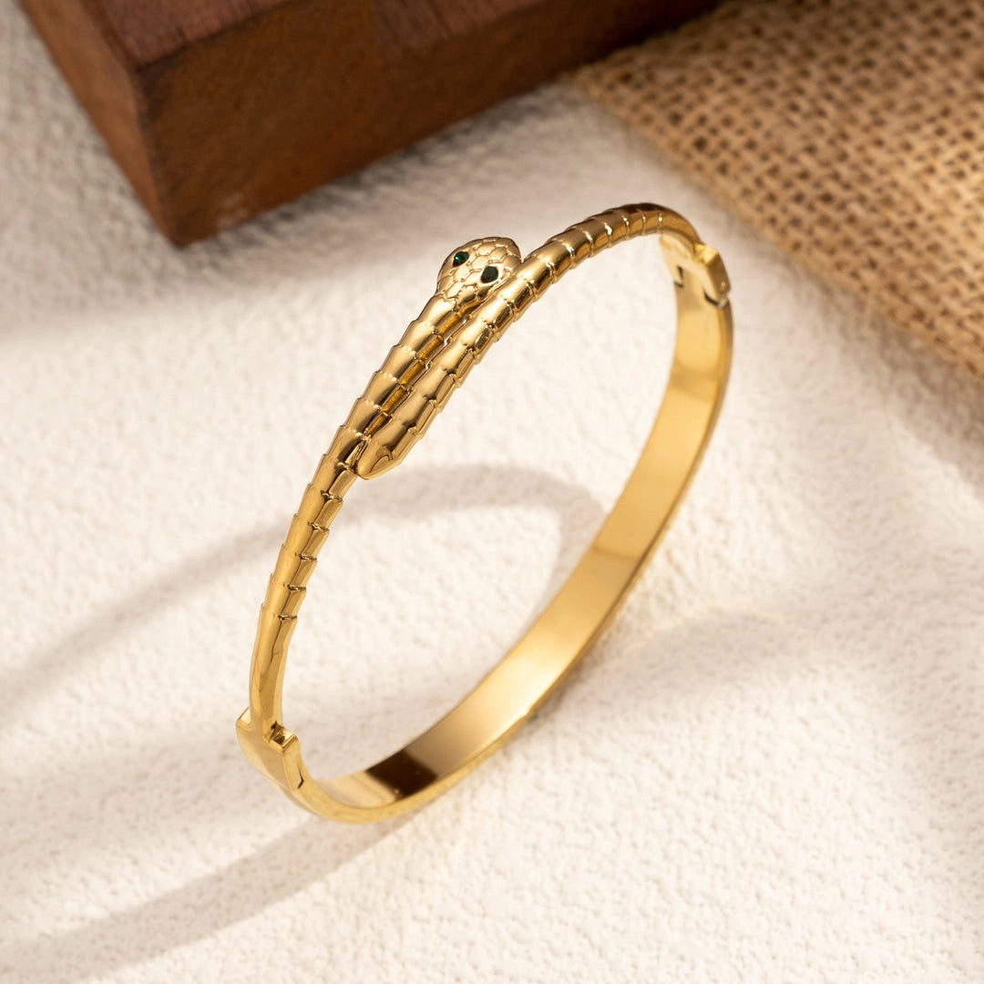 Schlangenarmreif aus vergoldetem Edelstahl – Eleganter Armreif für Damen