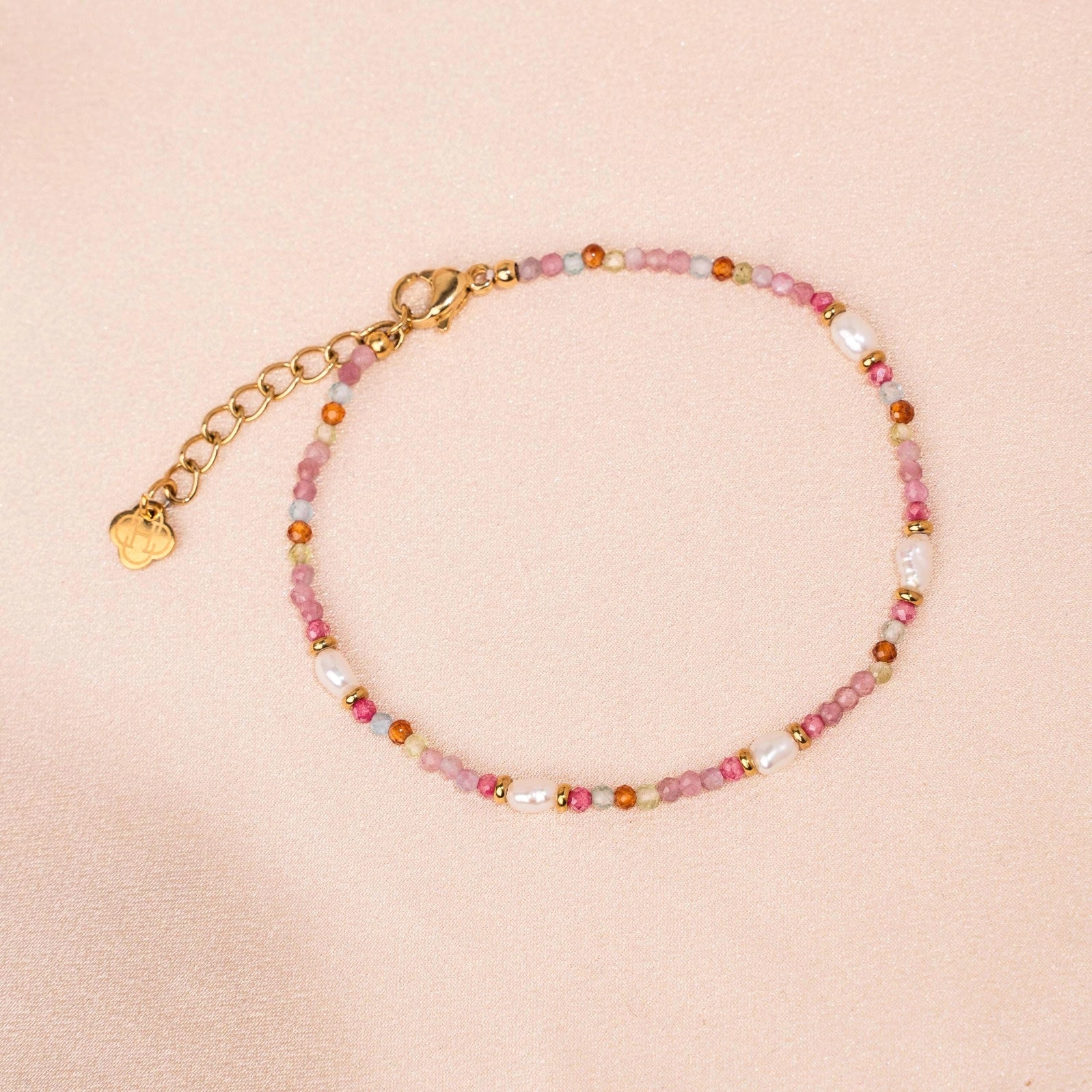 Rosa Achat Perlenarmband mit Süßwasserperlen – Wasserdicht & Verstellbar