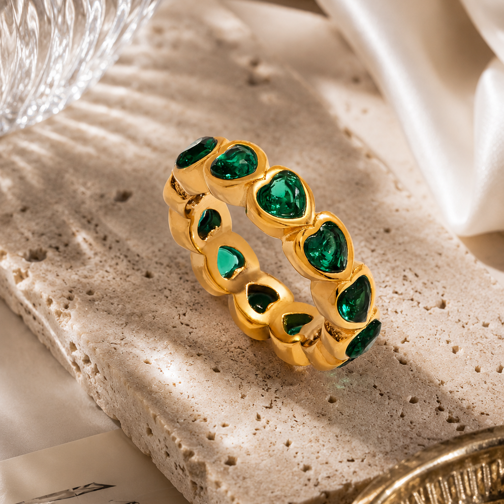 Emerald Eternity Heart Ring